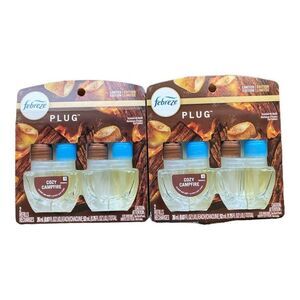 Febreze Limited Edition‎ COZY CAMPFIRE Scented Oil Plug In Refills 2 packs of 2